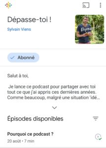 Voici l'aperçu du lecteur Google Podcast